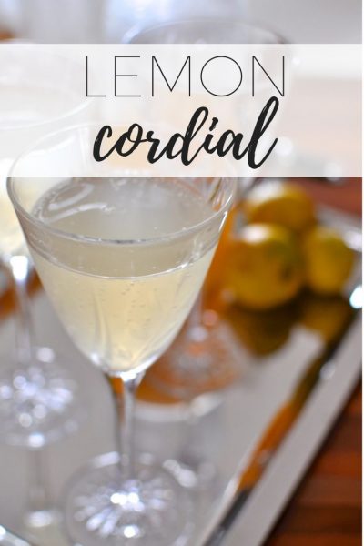Homemade lemon cordial in a fancy crystal glass