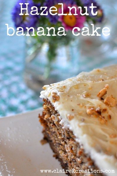 Hazelnut banana cake with cream cheese icing via www.clairekcreations.com