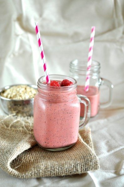 Dairy free raspberry passionfruit and oat smoothie via www.clairekcreations.com
