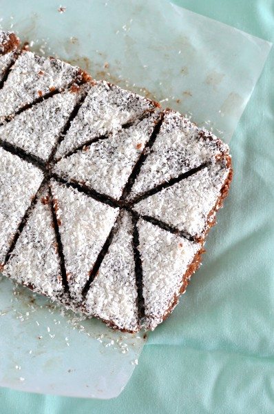 Vegan Paleo chocolate slice with coconut and macadamia via www.clairekcreations.com