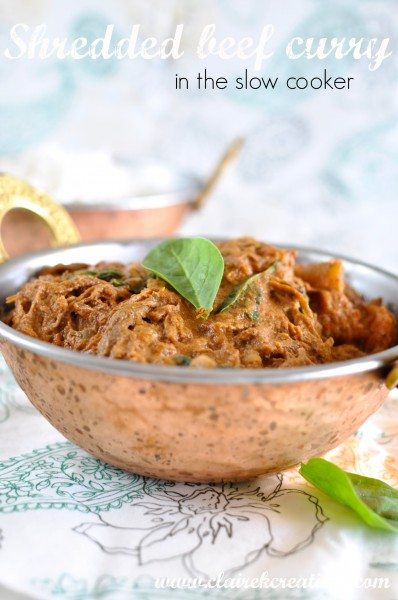 Shredded beef curry in the slow cooker via www.clairekcreations.com