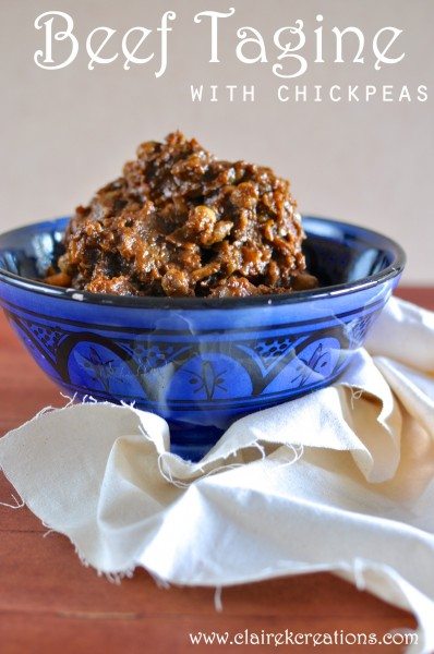 Slow cooked beef and apricot tagine with chickpeas via www.clairekcreations.com