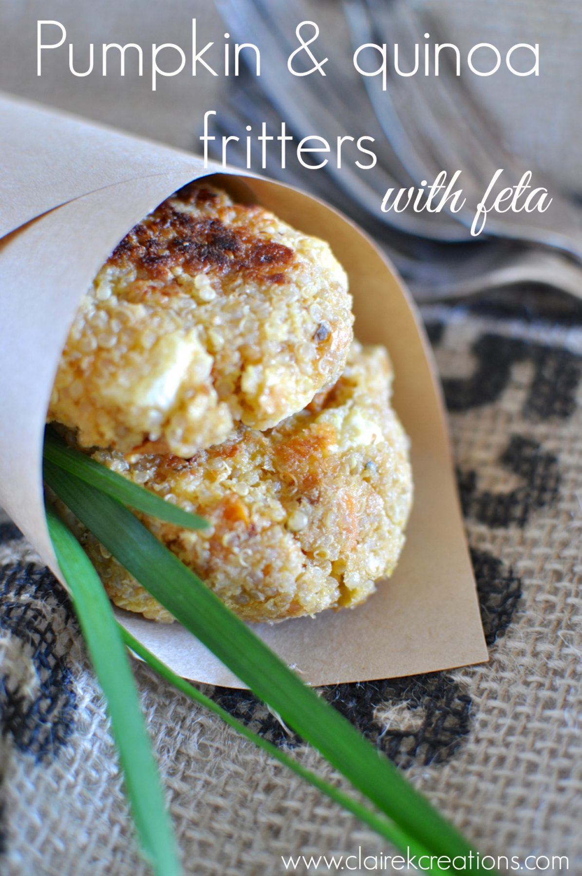 Pumpkin and quinoa fritters with feta Claire K Creations