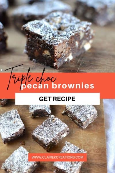 Triple chocolate fudge brownies with pecans 