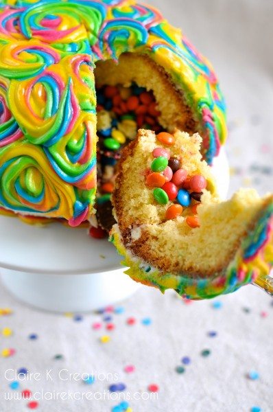 How to make a Piñata cake via www.clairekcreations.com