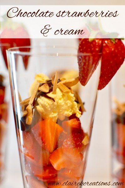 Chocolate strawberries and cream via www.clairekcreations.com