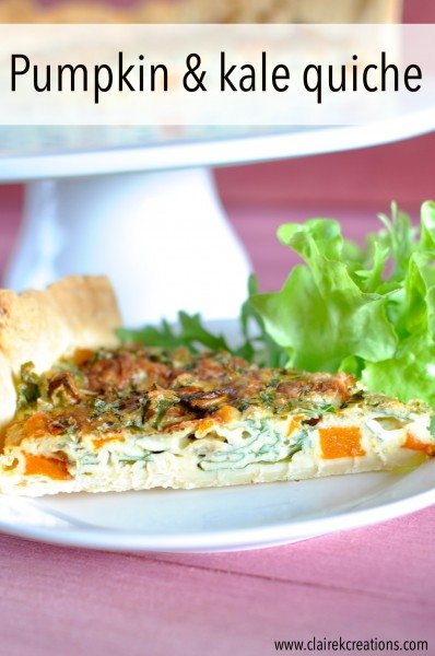 Pumpkin and kale quiche via www.clairekcreations.com