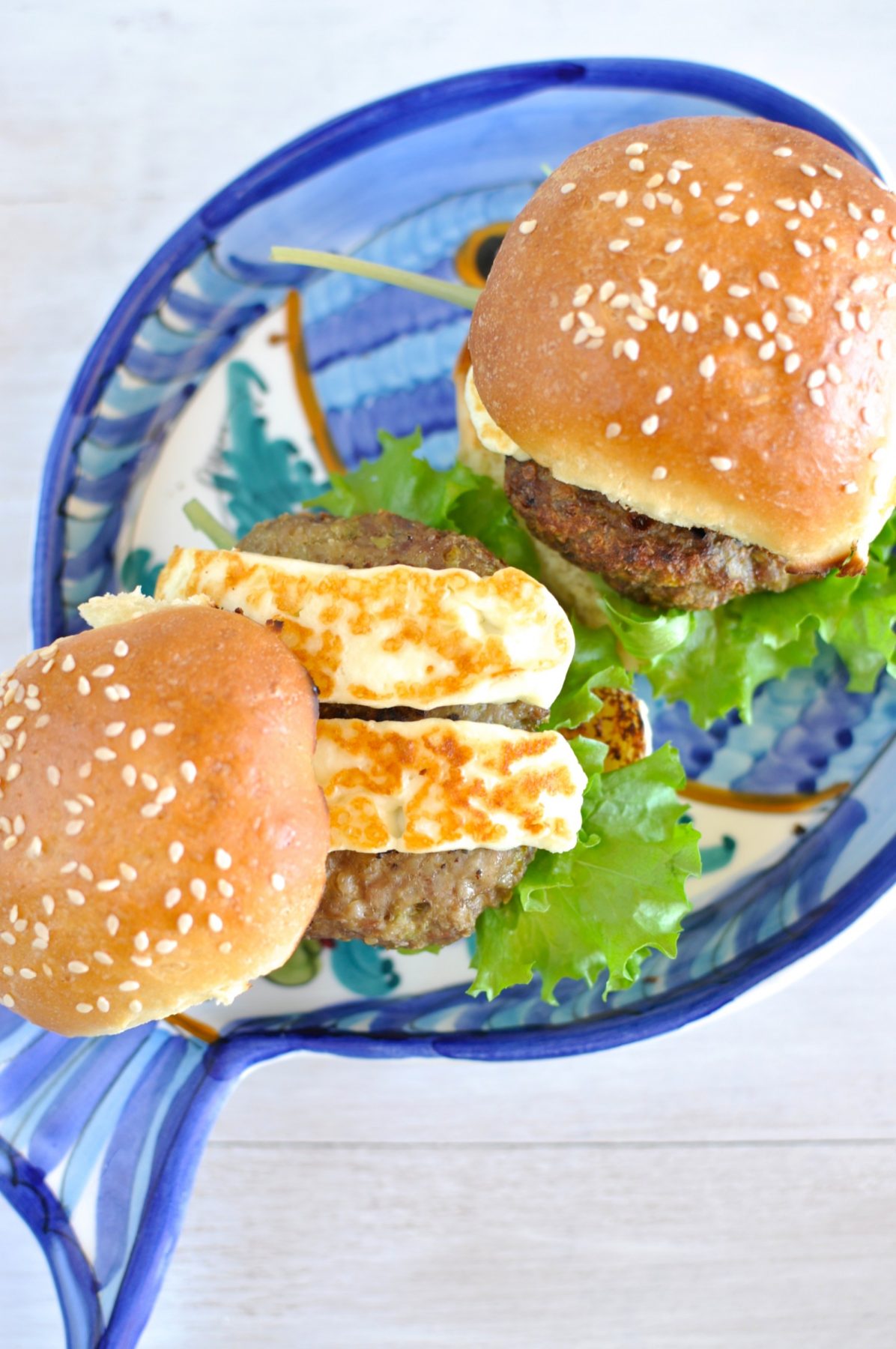 Lamb burgers with haloumi via www.clairekcreations.com