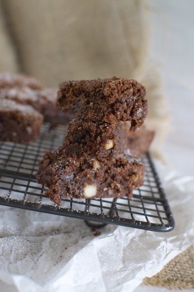 Macadamia brownies with lemon myrtle via www.clairekcreations.com