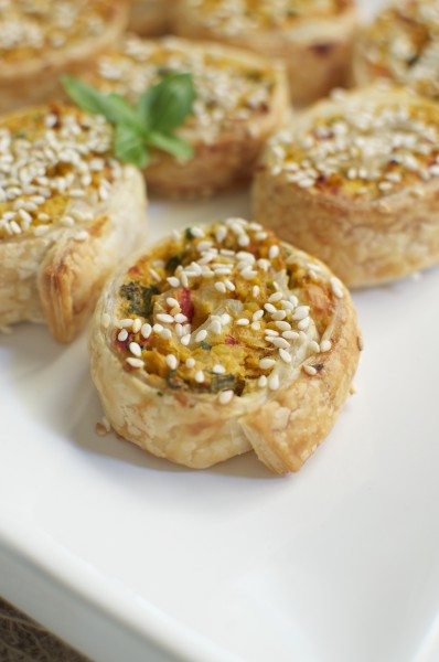 Vegetarian sausage rolls with chickpeas via www.clairekcreations.com