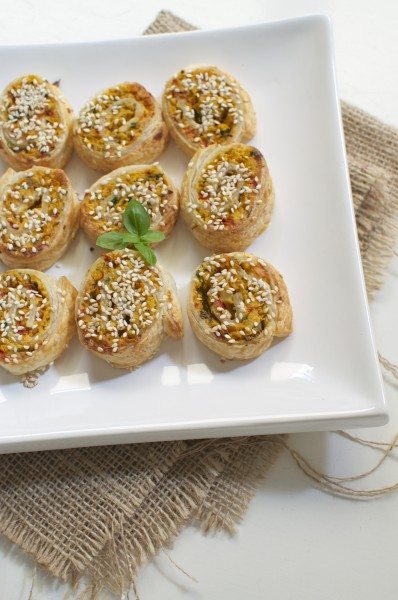 Vegetarian sausage rolls with chickpeas via www.clairekcreations.com