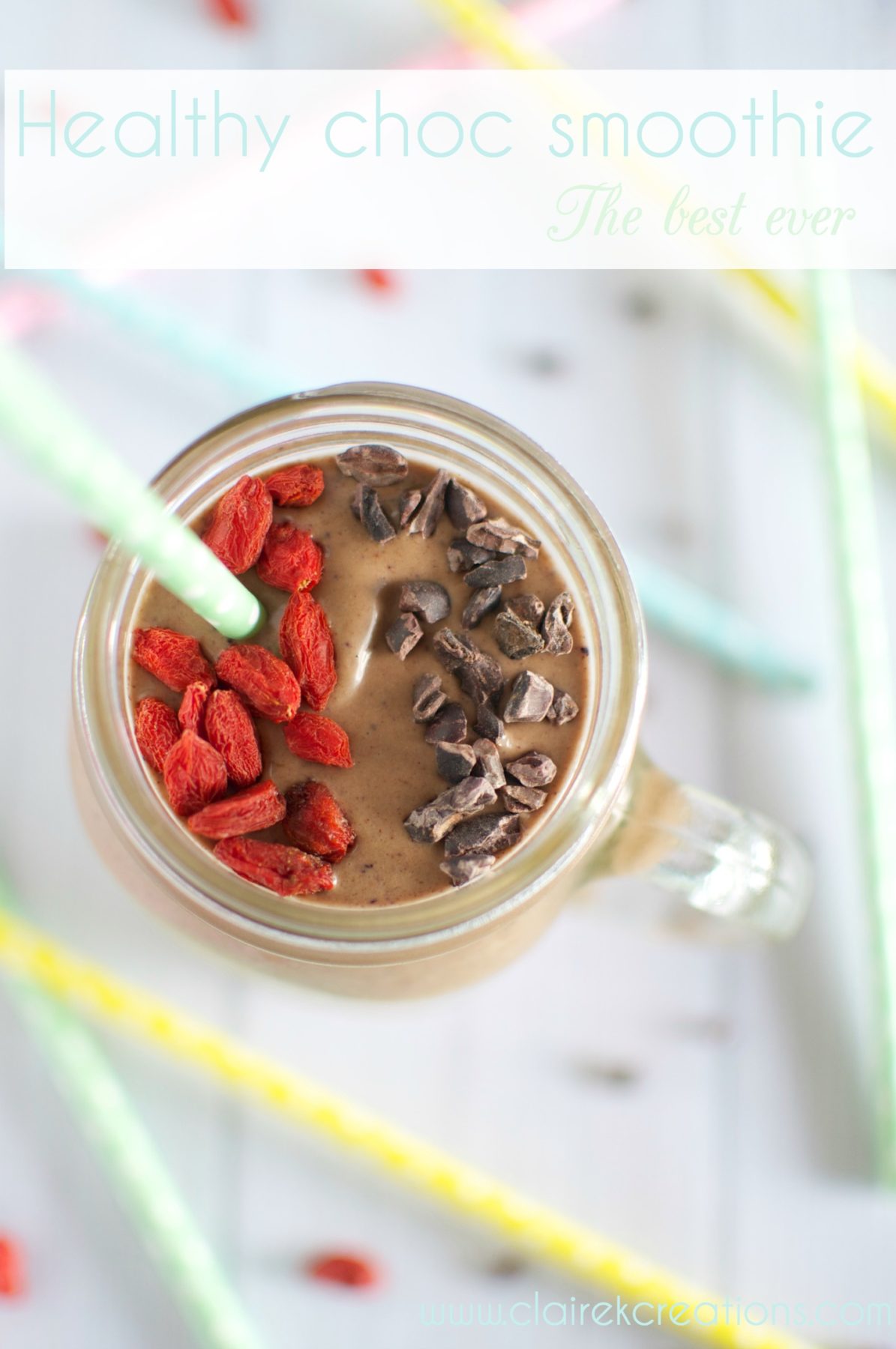 The best ever healthy chocolate smoothie via www.clairekcreations.com