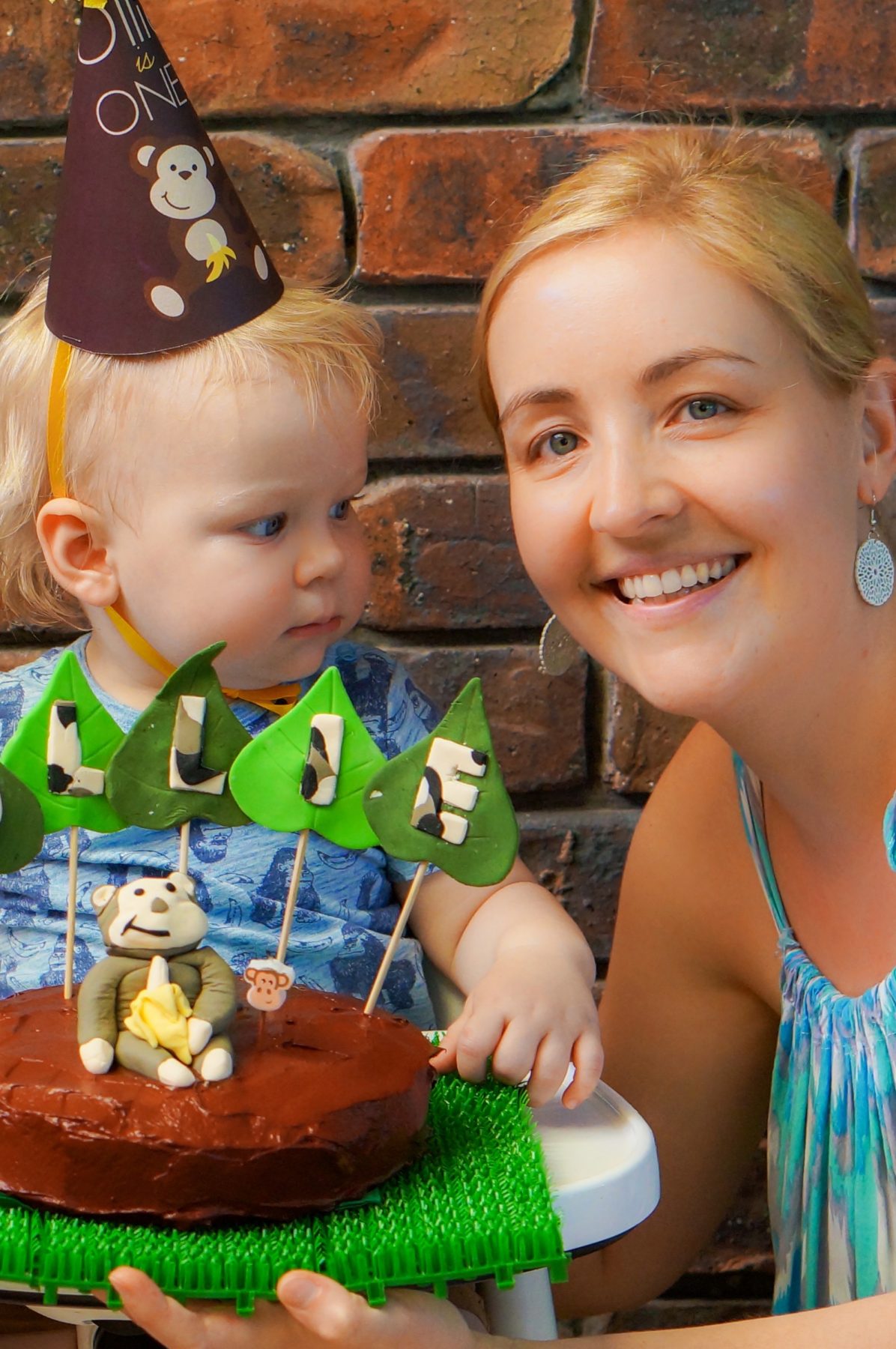 Kid friendly banana cake with chocolate icing refined sugar free