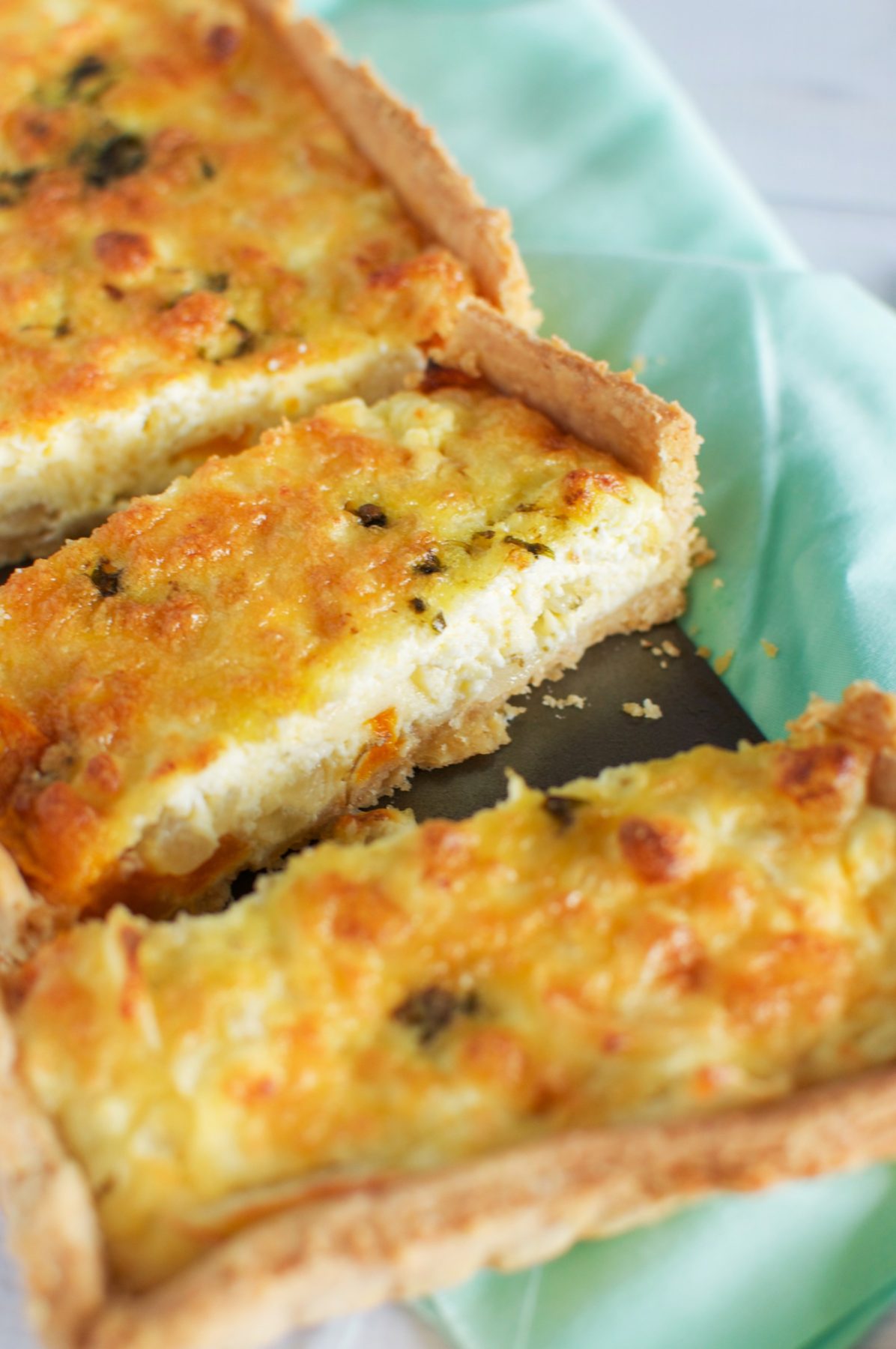 Roast pumpkin & feta quiche with easy homemade crust Claire K Creations