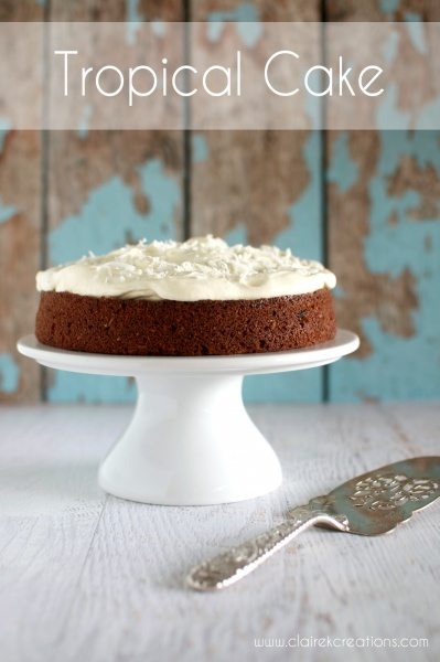 Tropical cake with yoghurt icing