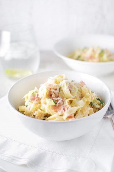 Zucchini carbonara via www.clairekcreations.com
