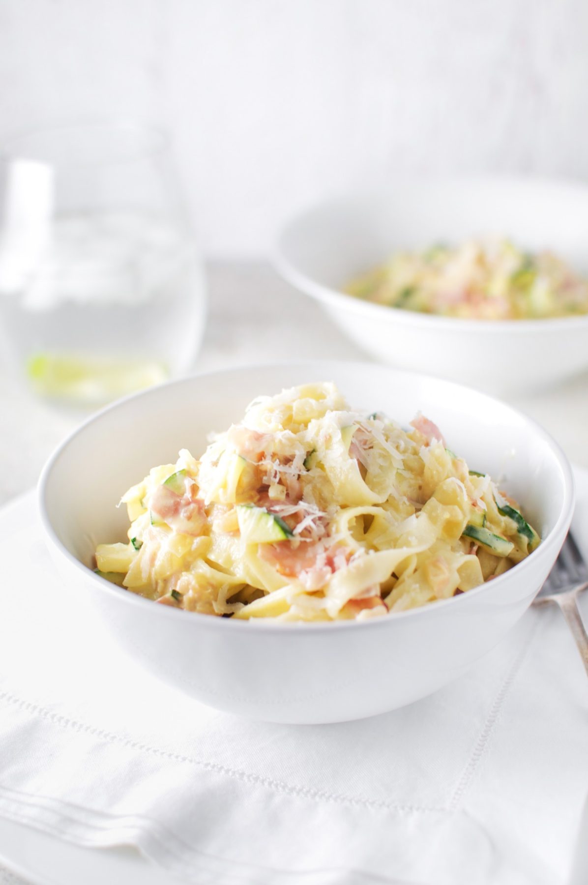 Zucchini carbonara via www.clairekcreations.com