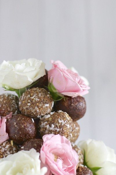 Chocolate almond and rose Bliss Balls via www.clairekcreations.com