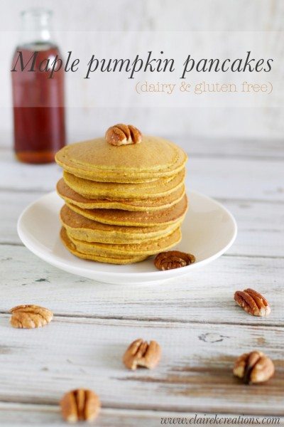 Maple pumpkin pancakes (dairy & gluten free) via www.clairekcreations.com