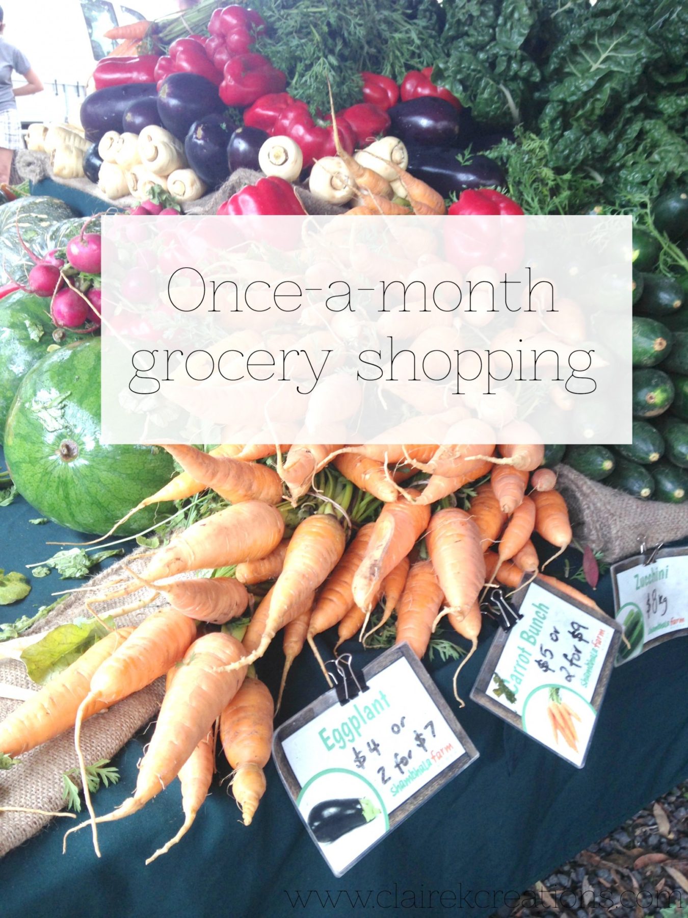 Once a month grocery shopping via www.clairekcreations.com