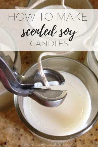 How to make scented soy candles via www.clairekcreations.com