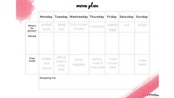 Menu planning 101 via www.clairekcreations.com