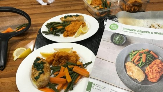 Hello Fresh Crumbed chicken and sweet potato