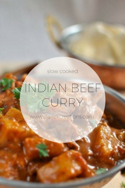 Slow cooked Indian beef curry recipe via www.clairekcreations.com