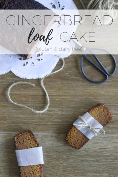 Gingberbread loaf cake sliced on a tray