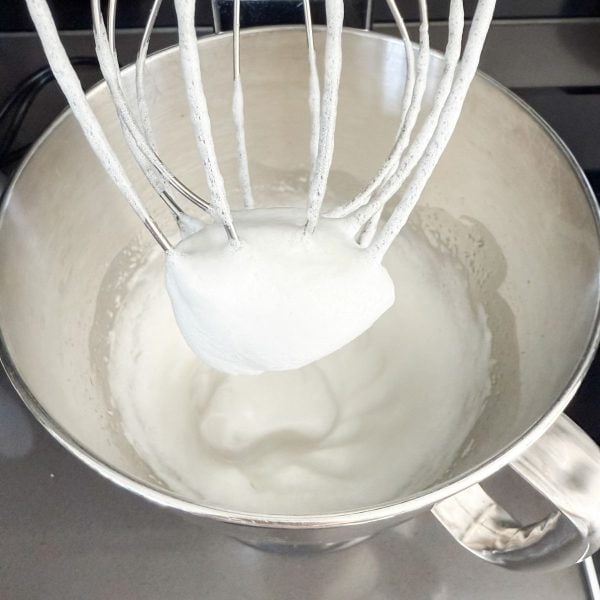 Egg whites whipped to stiff peaks