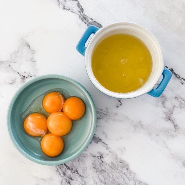 Eggs separated into whites and yolks