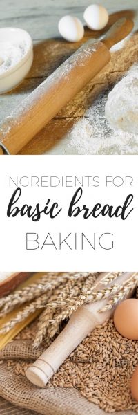 Ingredients for basic bread making and baking at home