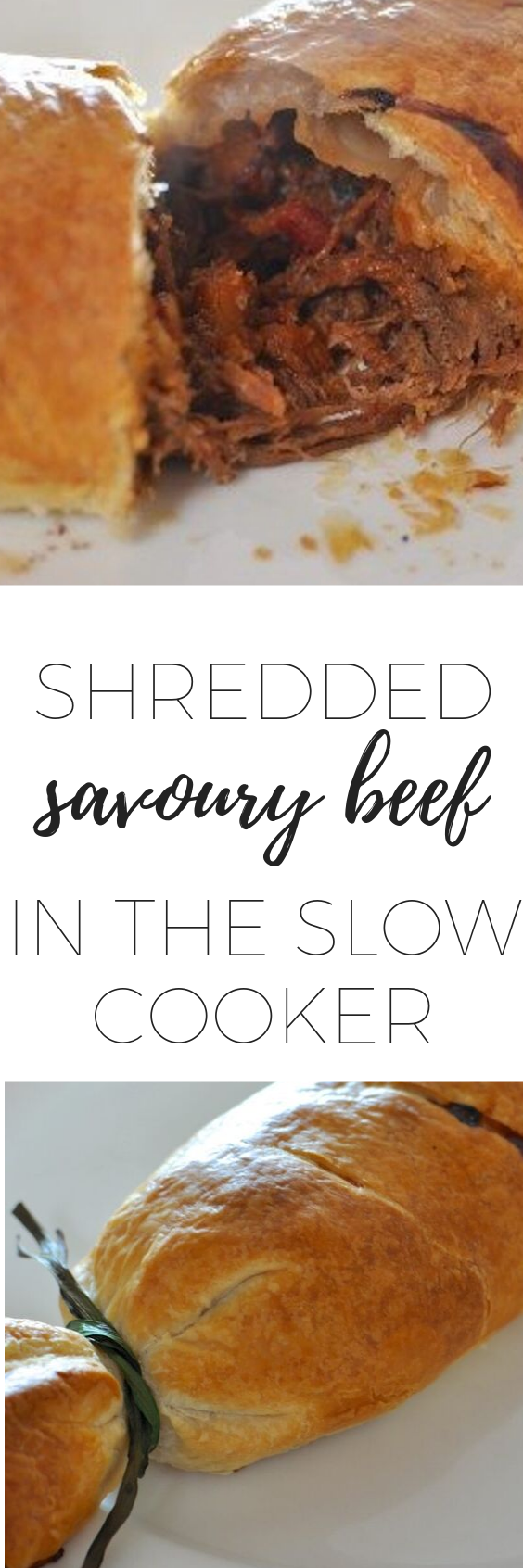 Shredded savory beef in the slow cooker via www.clairekcreations.com