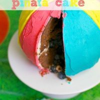 Beach ball piñata cake