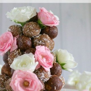 Choc-almond and rosewater bliss balls