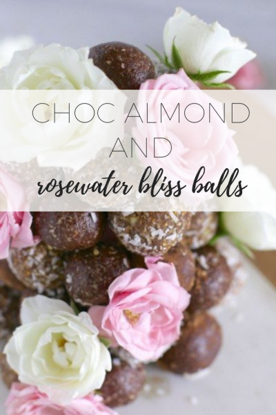 Choc almond and rosewater bliss balls