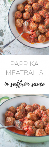 Paprika meatballs in saffron sauce via www.clairekcreations.conm