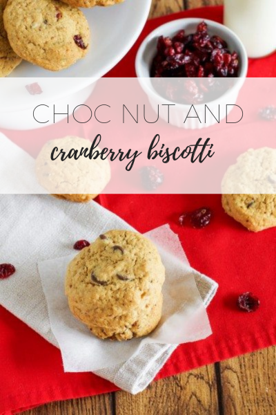 Choc nut and cranberry biscuits