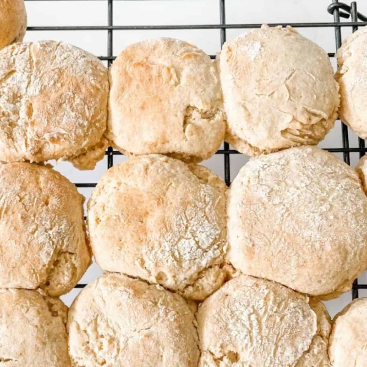 Lemonade scones cooling on a wire rack. 