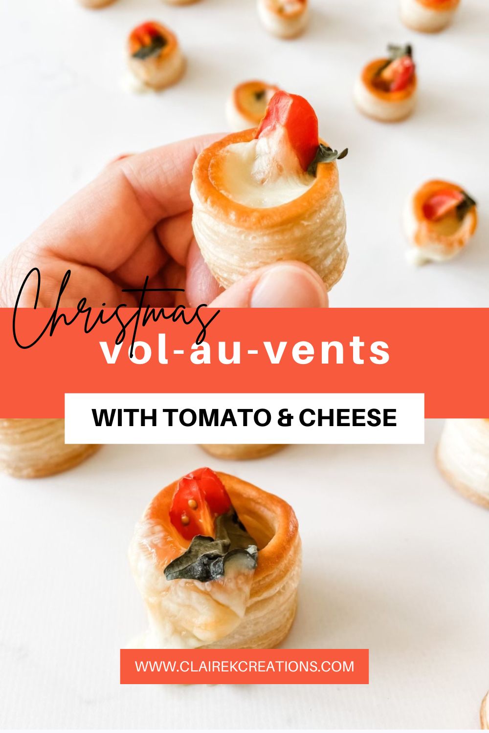 Easy Christmas vol-au-vent recipe (tomato + cheese) fresh out of the oven