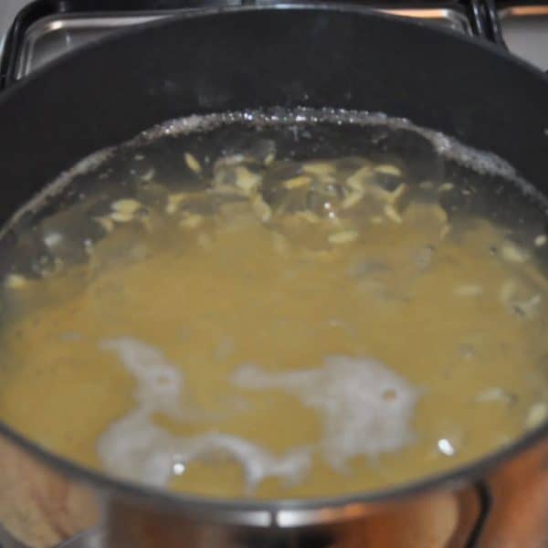 Step one of risoni salad - cook the risoni