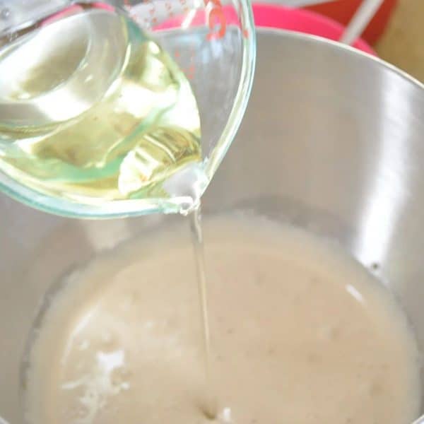 Adding oil to best ever banana bread batter