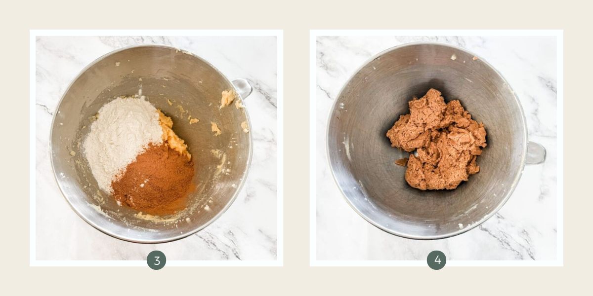 Beaten butter and sugar with flour and Milo on top in a stainless steel mixing bow. 
