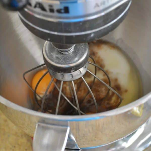 Whipping eggs and sugars for best ever banana bread