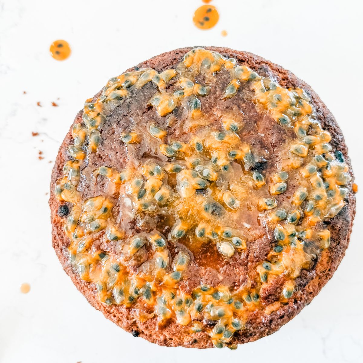 Easy Passionfruit Yoghurt Cake with passionfruit icing.