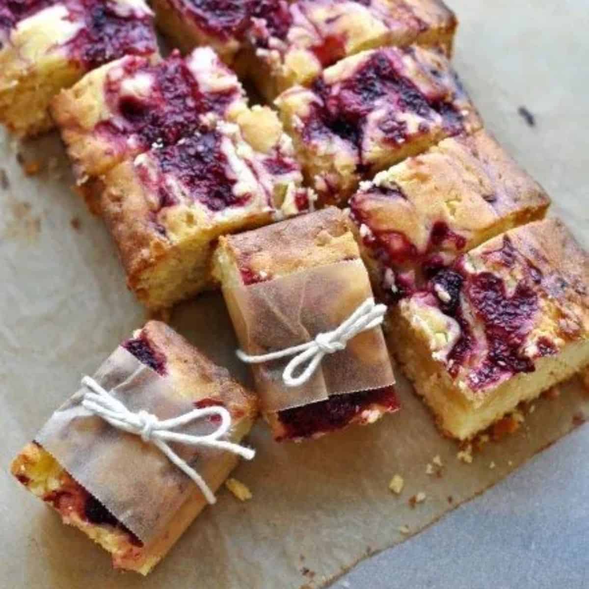 Raspberry and white chocolate blondies