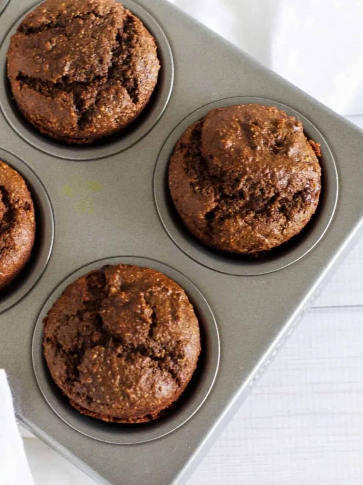 Gluten free chocolate chip muffins in muffin tin