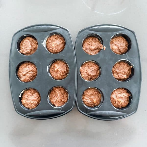 Gluten free chocolate muffin batter ready to be baked