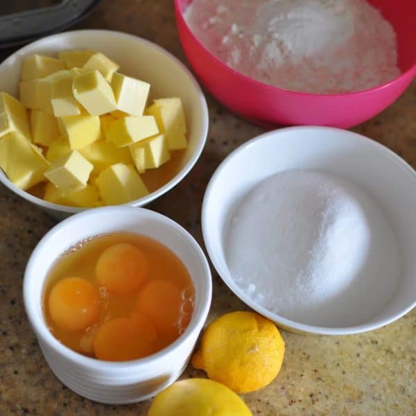 Ingredients for making lemon Madeira cake
