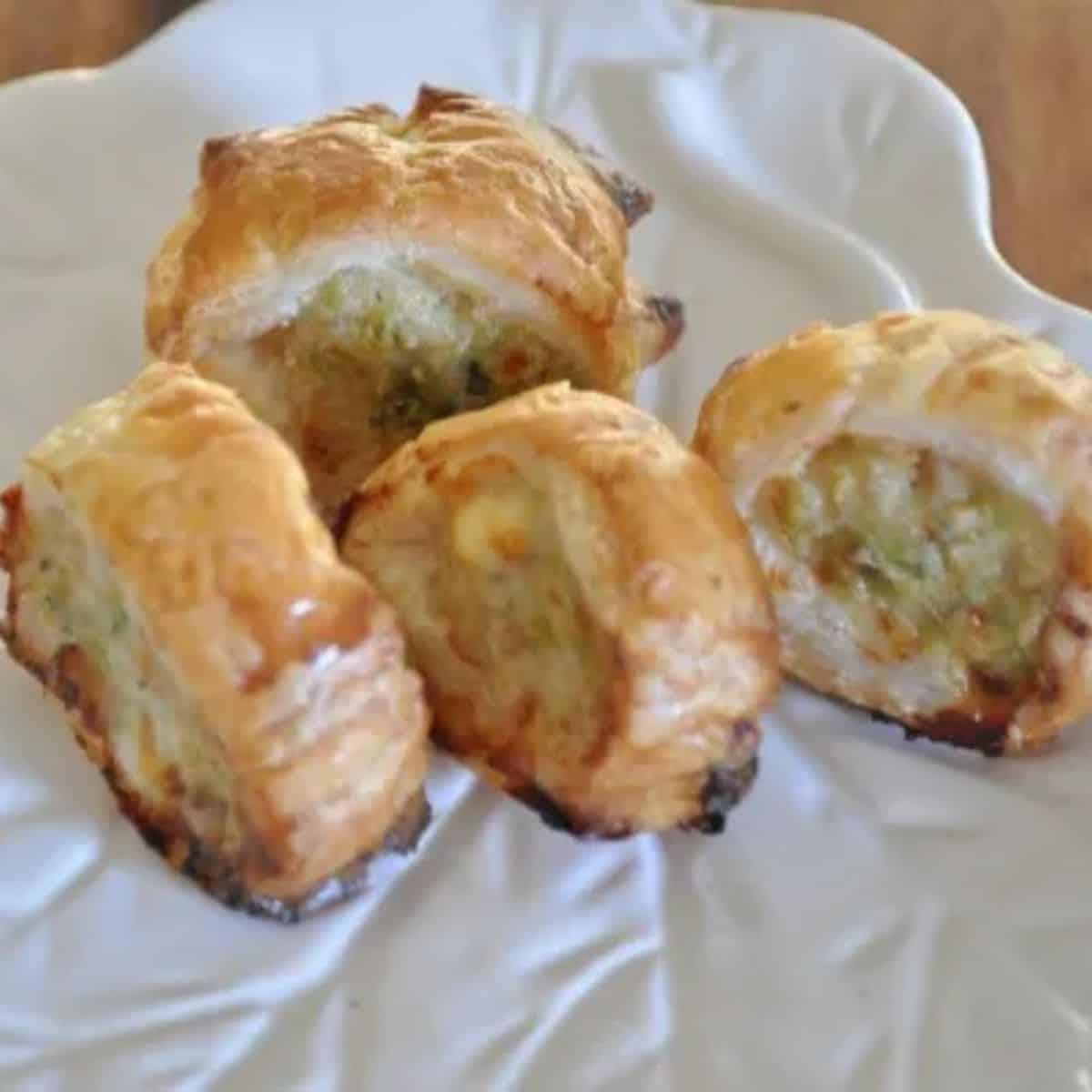 Chicken and feta sausage rolls